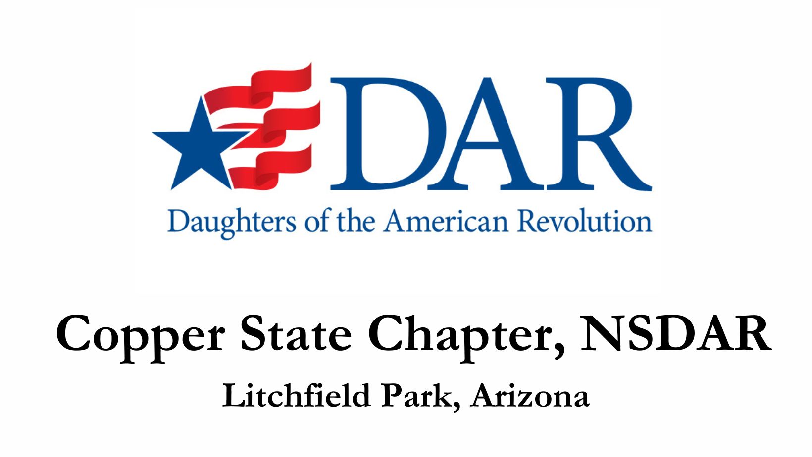 DAR logo with site title for Copper State Chapter, NSDAR, Litchfield Park